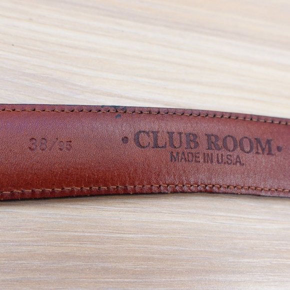 VINTAGE Black Belt Men 38 Leather Simple Dress Genuine Handcrafted USA CLUB ROOM - Picture 5 of 11